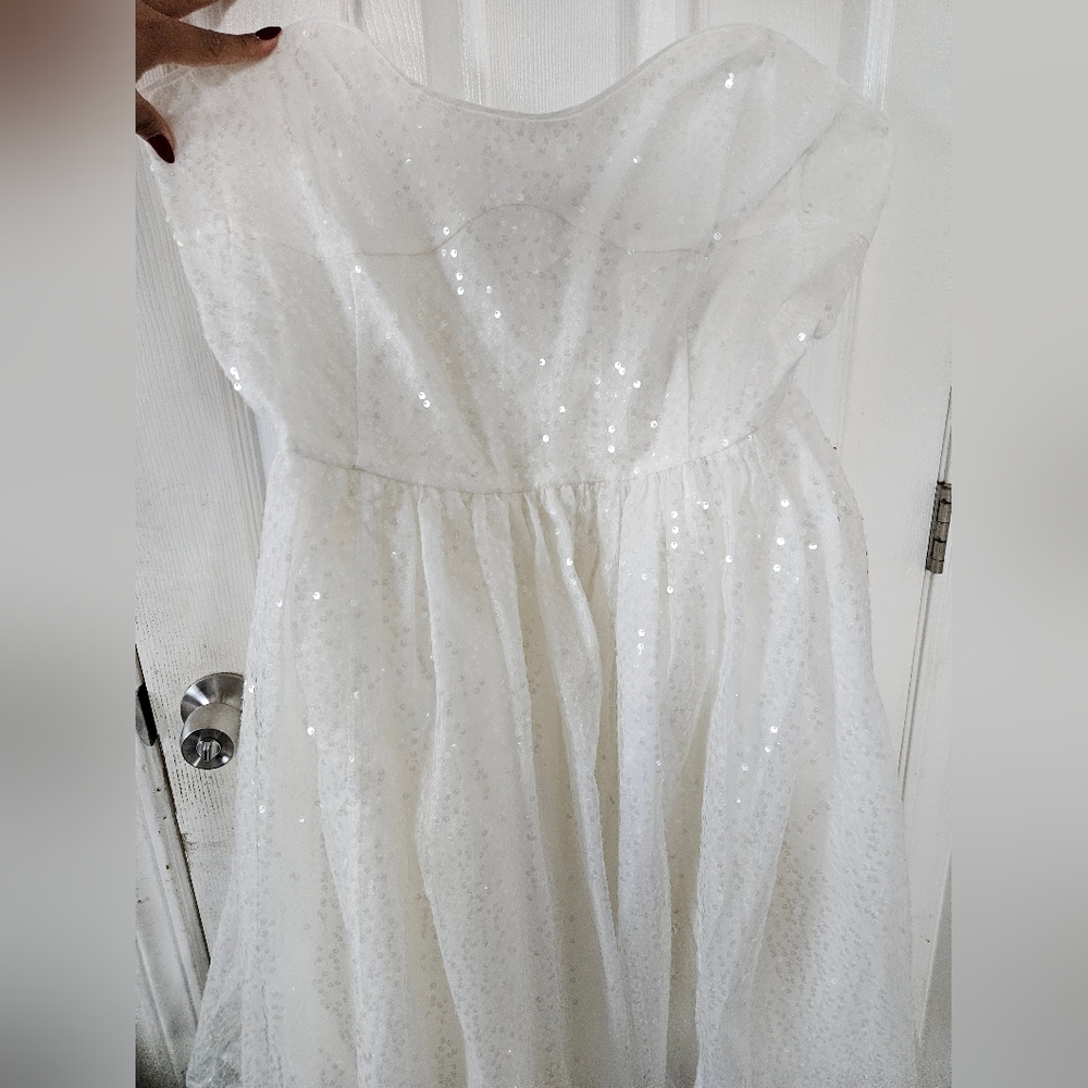 NWT Selkie Strapless White Sequin Dress (Frosted Degas Dress) - Picture 9 of 13